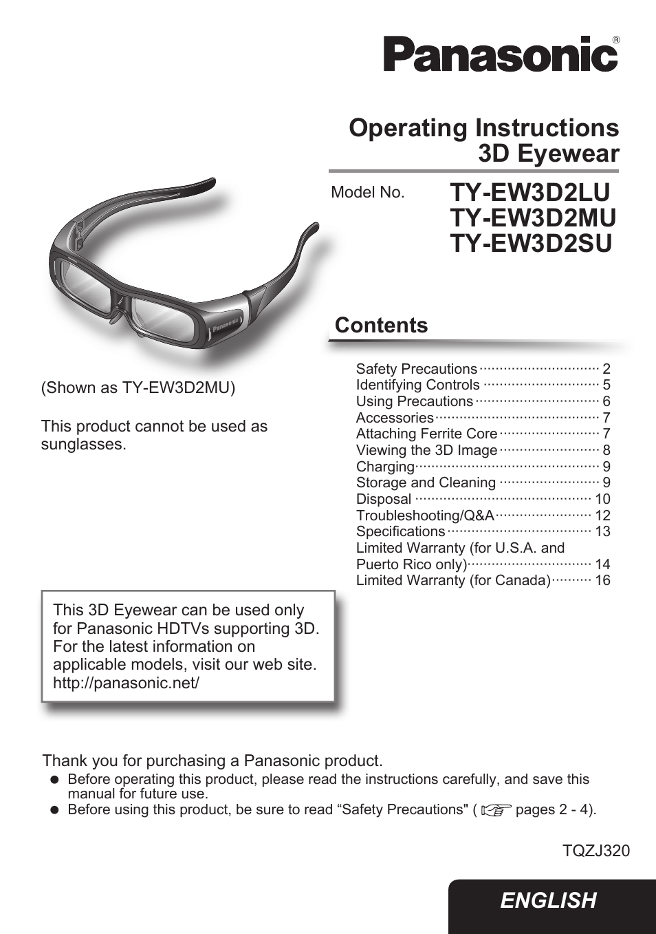 Panasonic TY-EW3D2SU User Manual | 18 pages