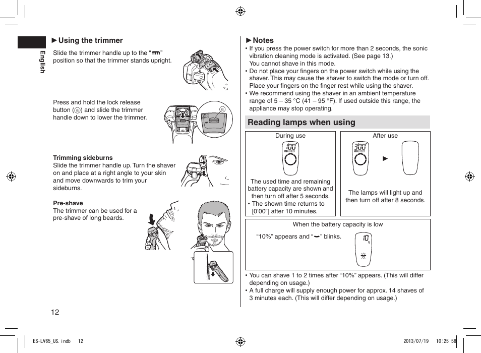 Readinglampswhenusing | Panasonic ES-LV65-S User Manual | Page 12 / 52