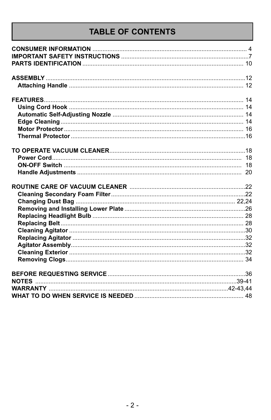 Panasonic MC-UG223 User Manual | Page 2 / 48