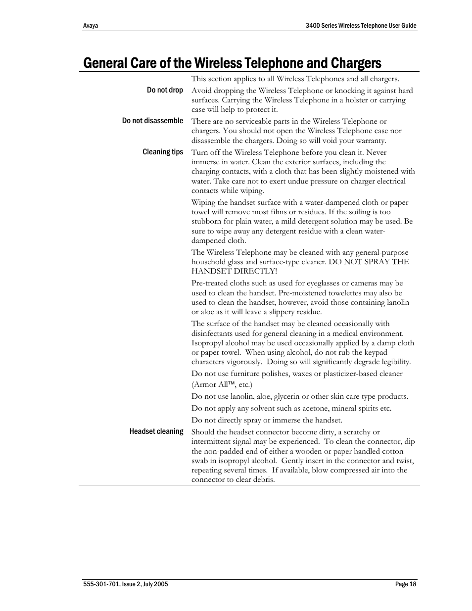 Avaya 3400 Series User Manual | Page 18 / 22