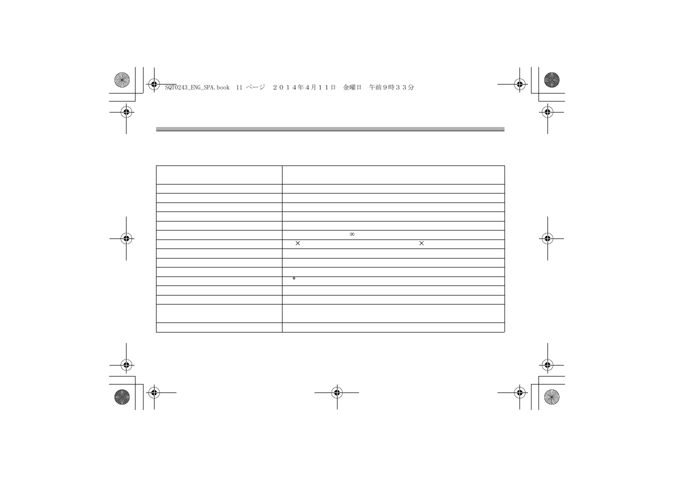 Specifications | Panasonic H-X015K User Manual | Page 11 / 26