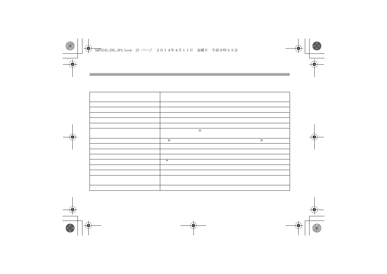 Especificaciones | Panasonic H-X015K User Manual | Page 25 / 26