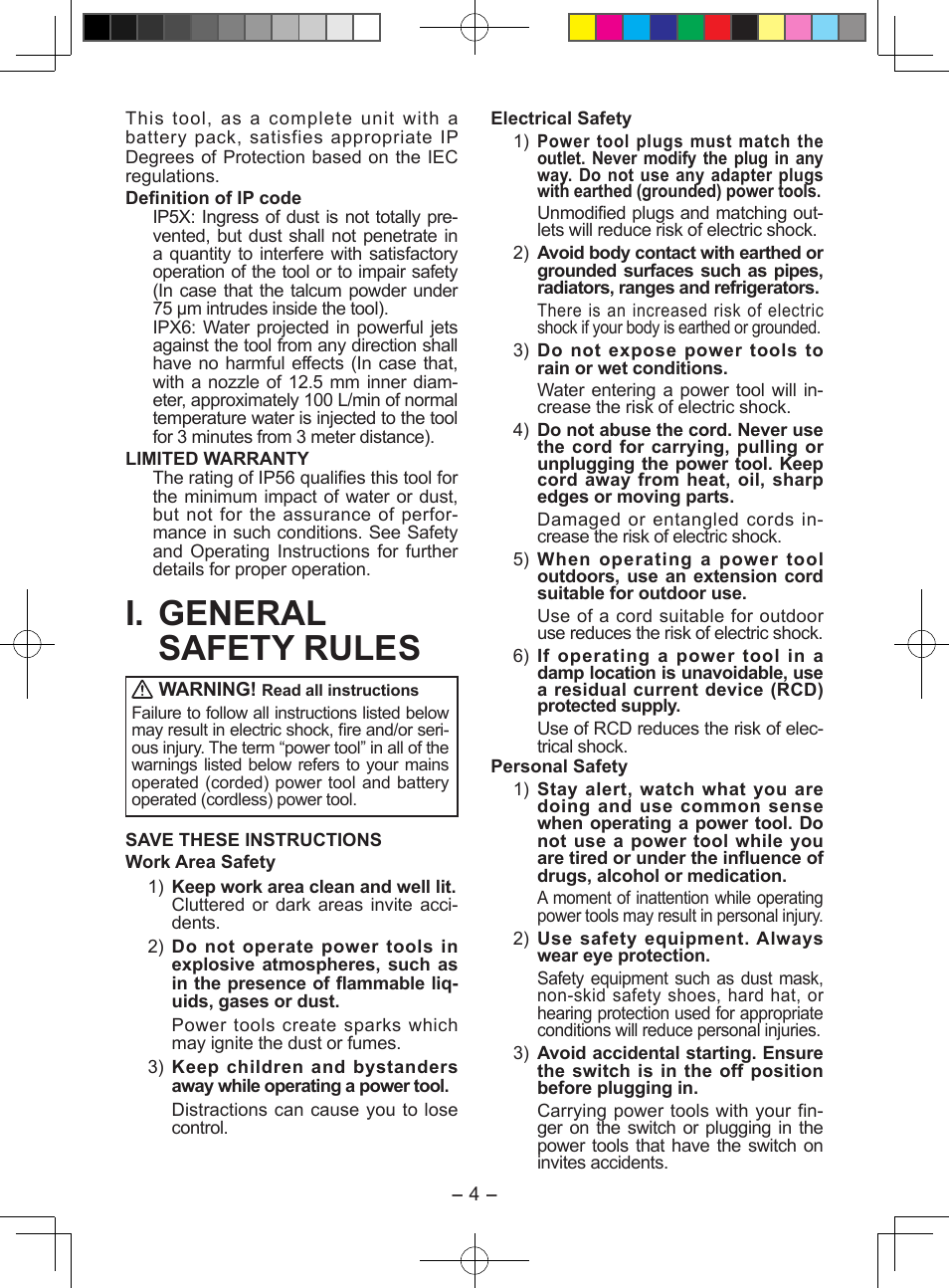 English, I. general safety rules | Panasonic EY7549X User Manual | Page 4 / 57