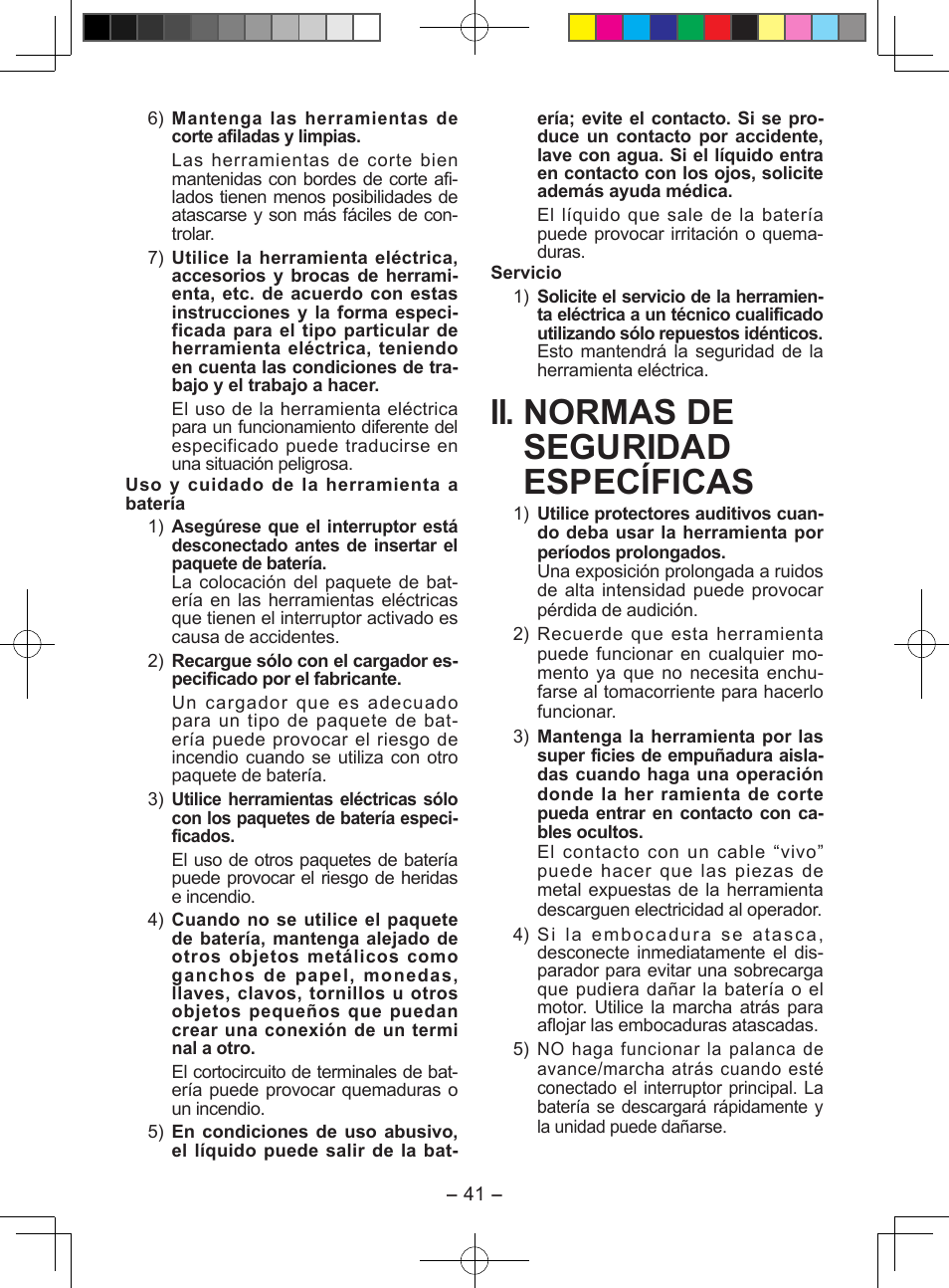 Ii. normas de seguridad específicas | Panasonic EY7549X User Manual | Page 41 / 57