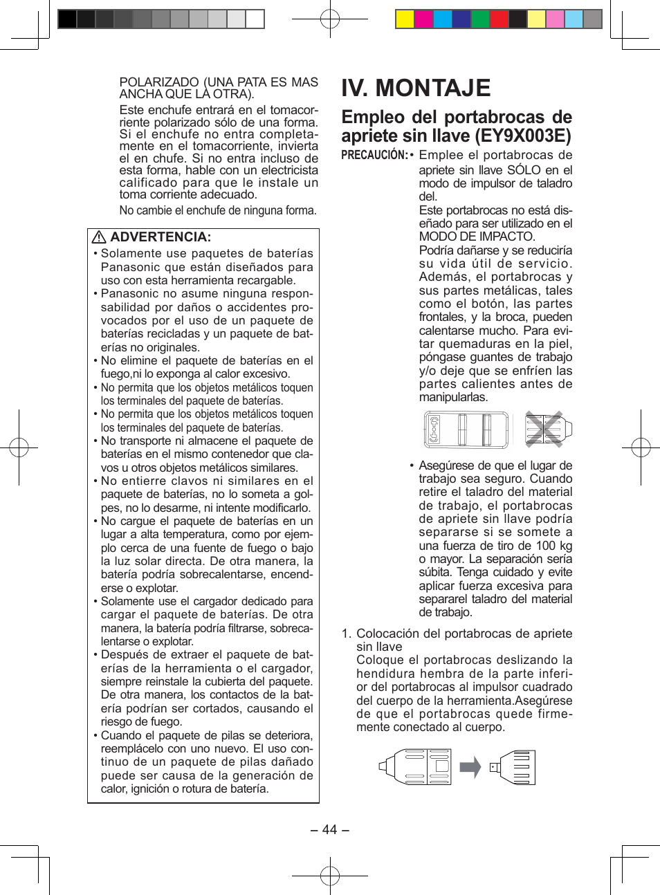 Iv. montaje | Panasonic EY7549X User Manual | Page 44 / 57