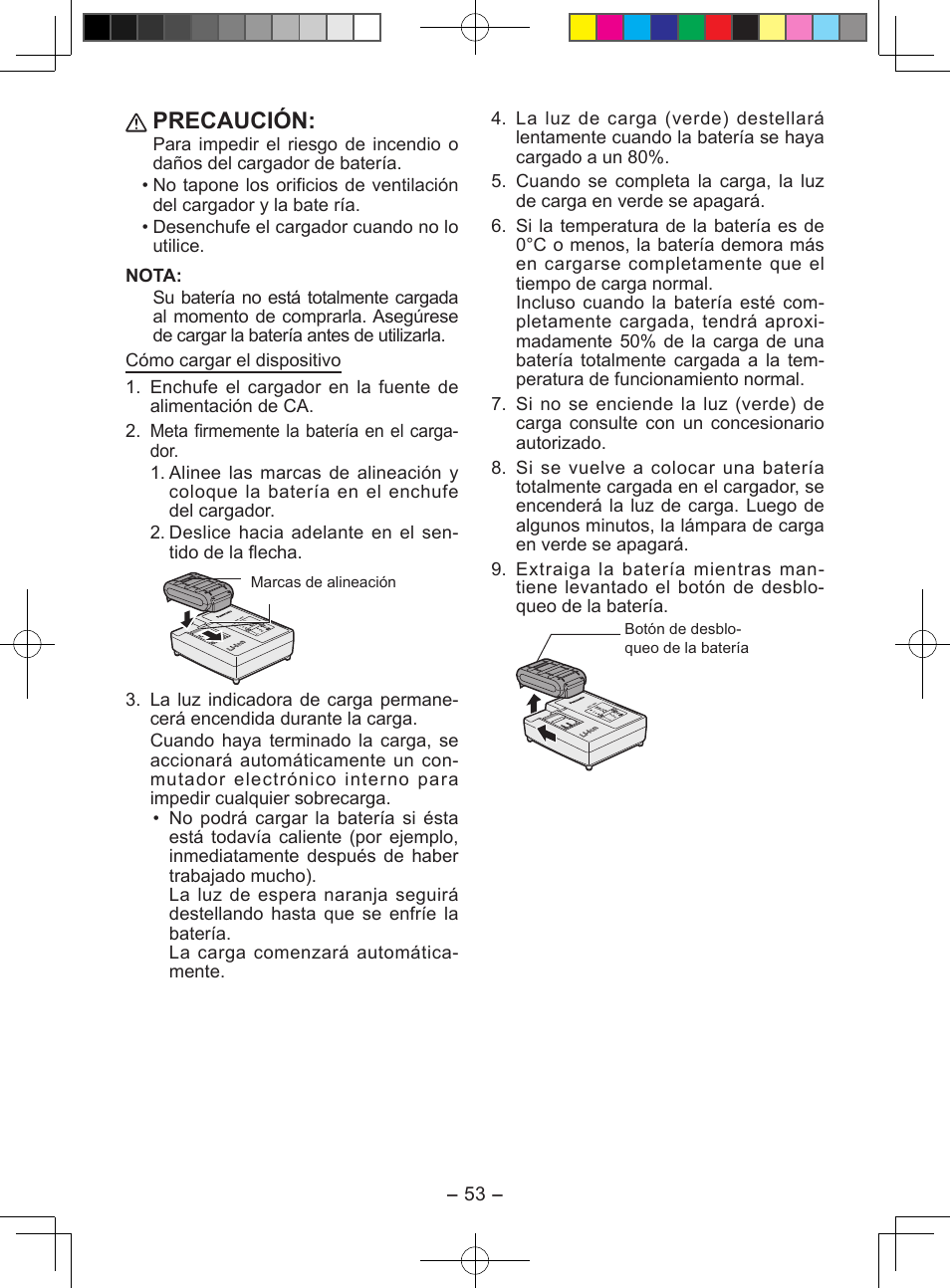 Precaución | Panasonic EY7549X User Manual | Page 53 / 57