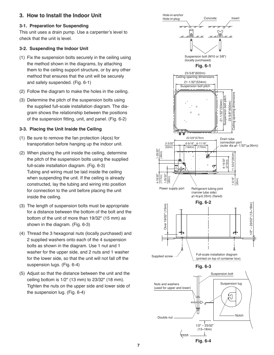 How to install the indoor unit, Fig. 6-1 | Panasonic KE12NB41 User Manual | Page 8 / 24