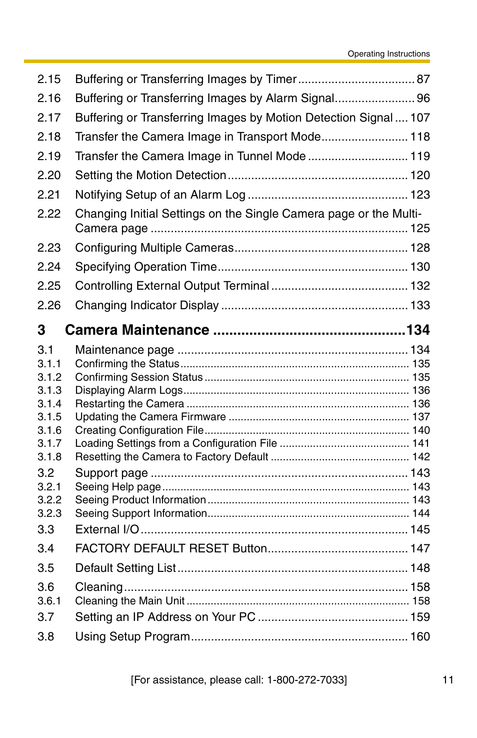 3 camera maintenance 134, 3camera maintenance | Panasonic KX-HCM110A User Manual | Page 11 / 176