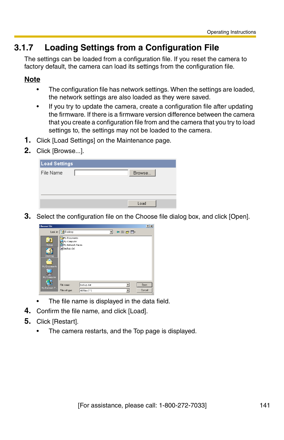 7 loading settings from a configuration file | Panasonic KX-HCM110A User Manual | Page 141 / 176