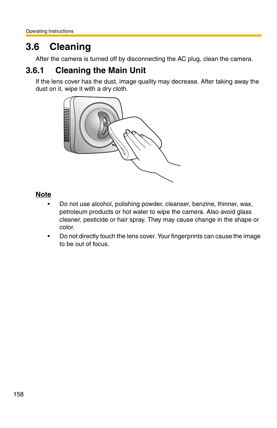 6 cleaning, 1 cleaning the main unit | Panasonic KX-HCM110A User Manual | Page 158 / 176