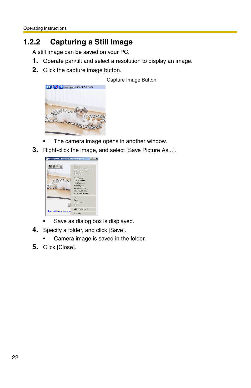 Ge 22, 2 capturing a still image | Panasonic KX-HCM110A User Manual | Page 22 / 176