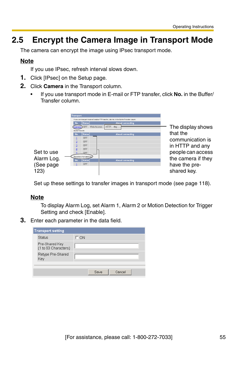 5 encrypt the camera image in transport mode | Panasonic KX-HCM110A User Manual | Page 55 / 176