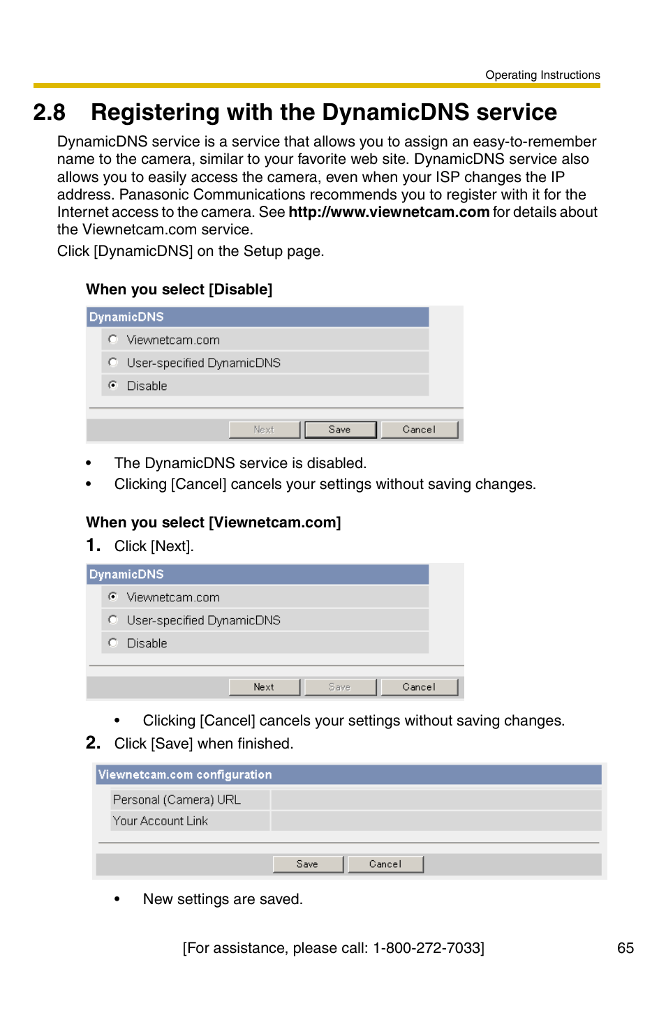 8 registering with the dynamicdns service, Ge 65 | Panasonic KX-HCM110A User Manual | Page 65 / 176