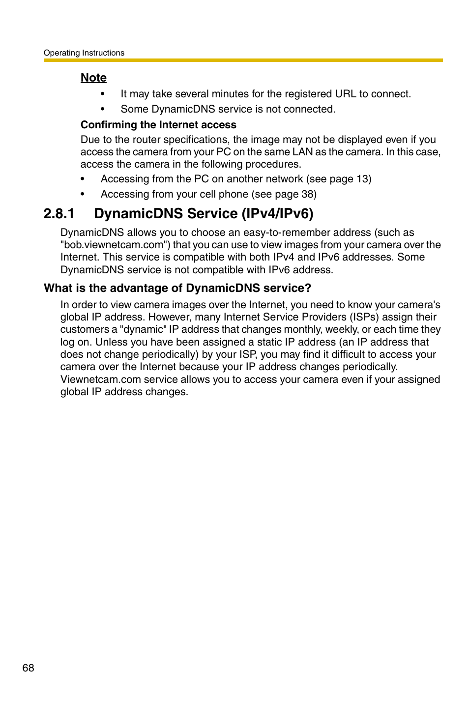 1 dynamicdns service (ipv4/ipv6) | Panasonic KX-HCM110A User Manual | Page 68 / 176