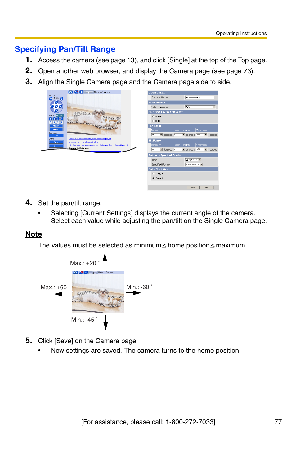Specifying pan/tilt range 1 | Panasonic KX-HCM110A User Manual | Page 77 / 176