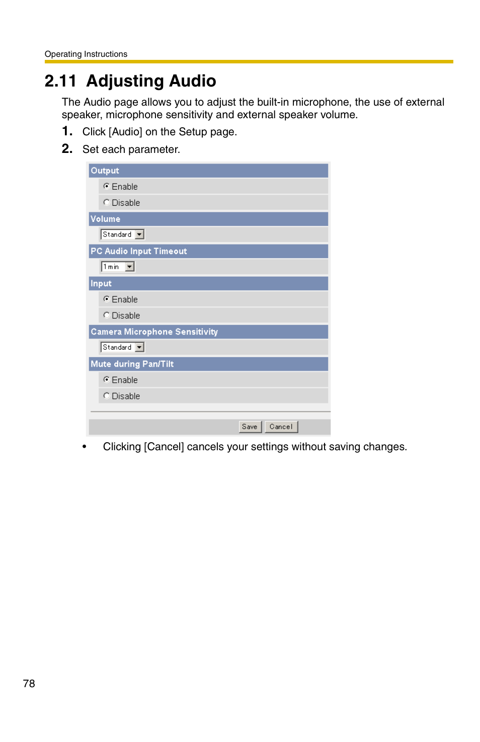 11 adjusting audio | Panasonic KX-HCM110A User Manual | Page 78 / 176