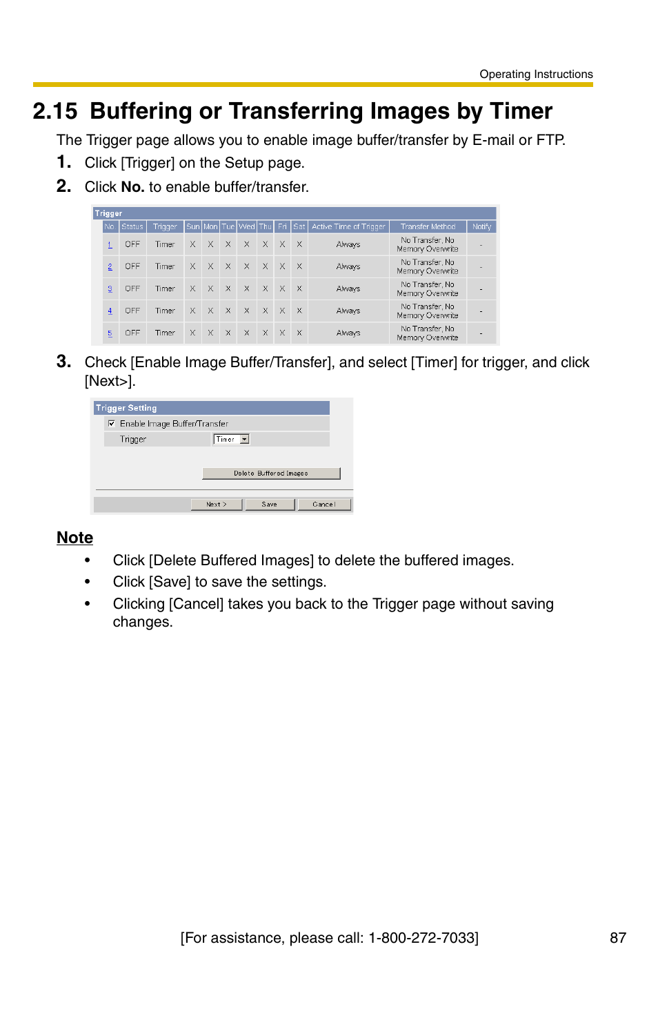 15 buffering or transferring images by timer, Ge 87, 87, pa | Panasonic KX-HCM110A User Manual | Page 87 / 176