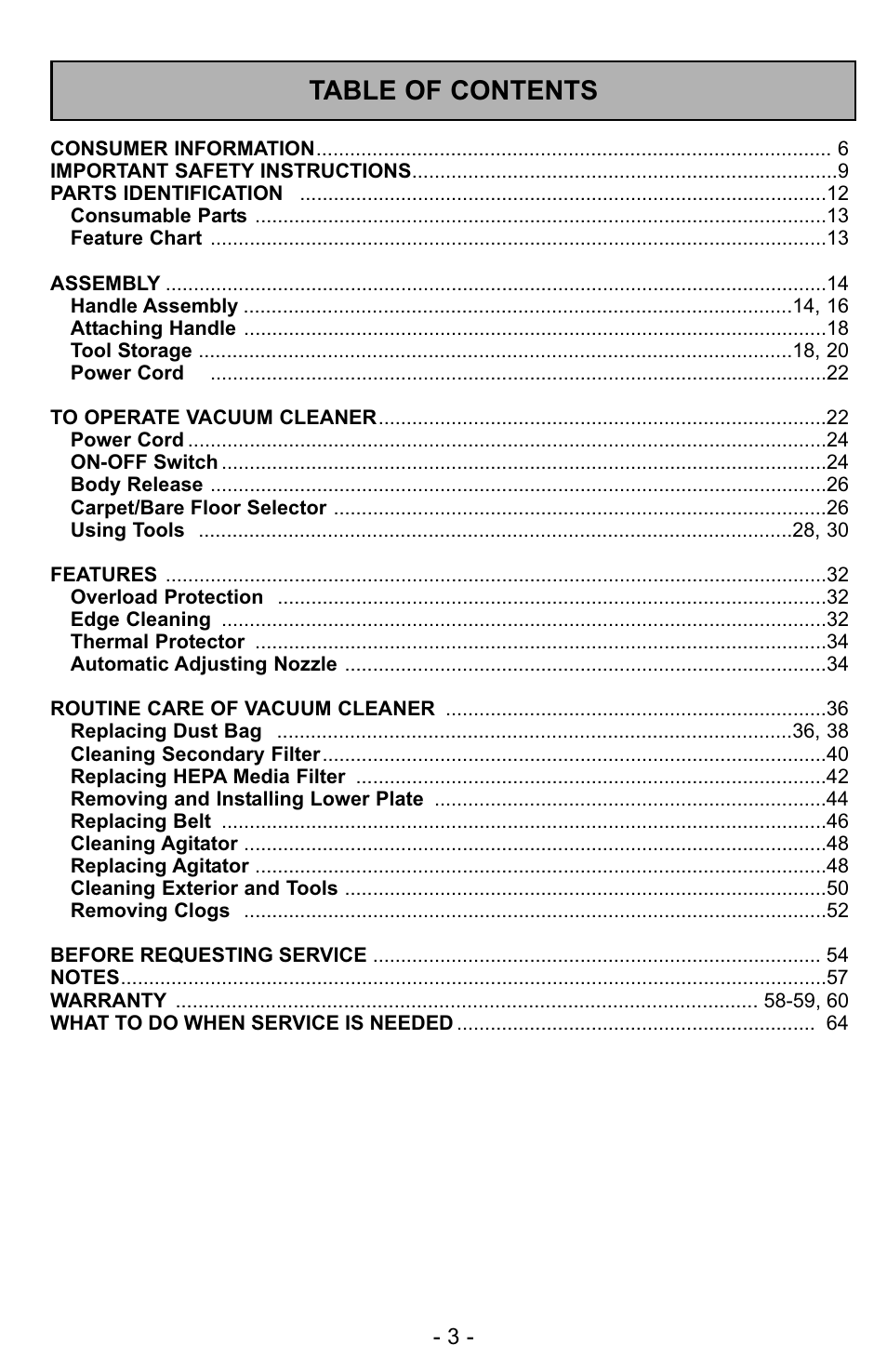 Panasonic MC-UG728 User Manual | Page 3 / 64