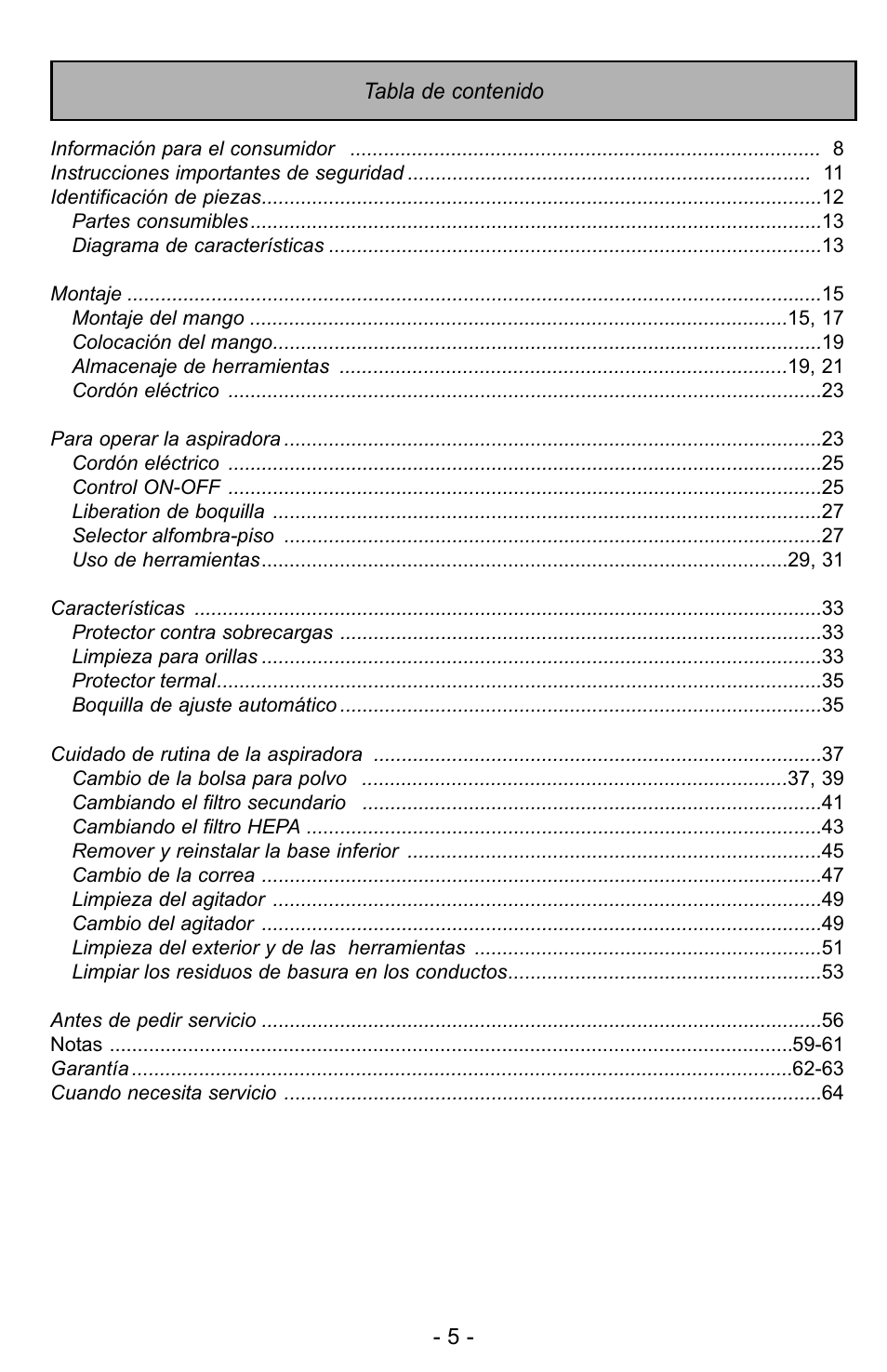 Panasonic MC-UG728 User Manual | Page 5 / 64