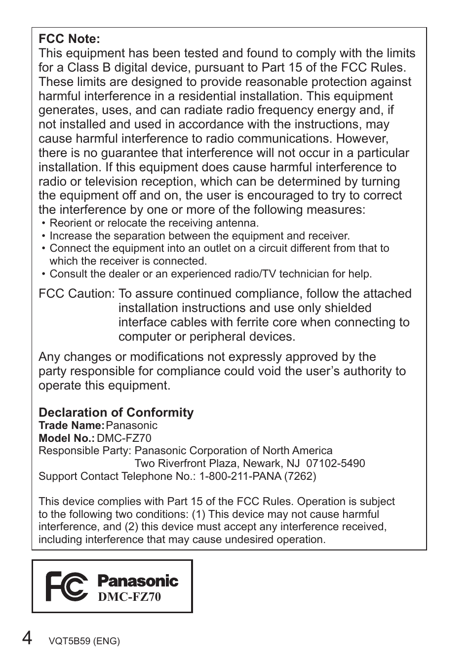 Panasonic DMC-FZ70K User Manual | Page 4 / 34