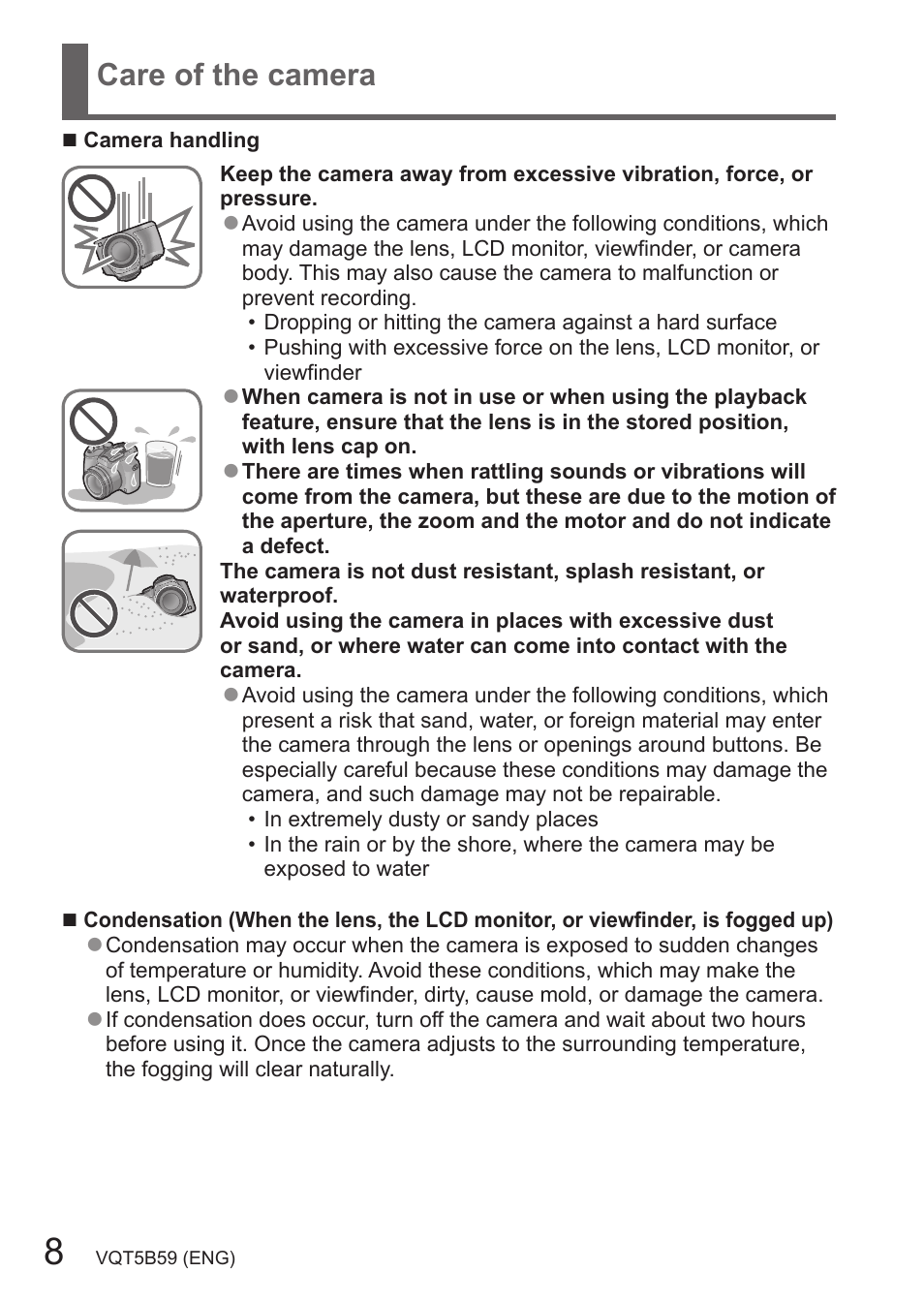 Care of the camera | Panasonic DMC-FZ70K User Manual | Page 8 / 34