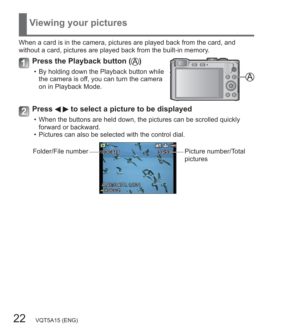 Viewing your pictures | Panasonic DMC-LF1W User Manual | Page 22 / 39