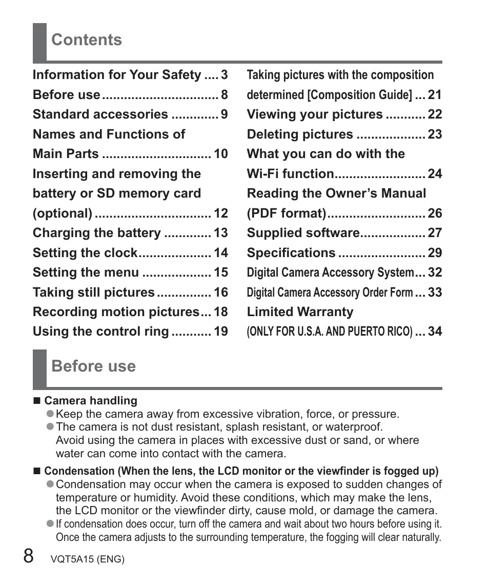 Panasonic DMC-LF1W User Manual | Page 8 / 39