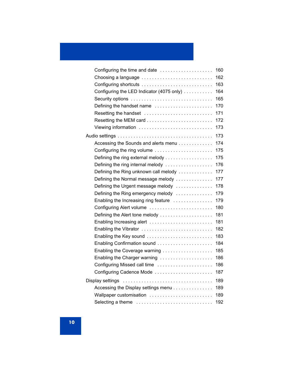 Avaya 4075 User Manual | Page 10 / 252