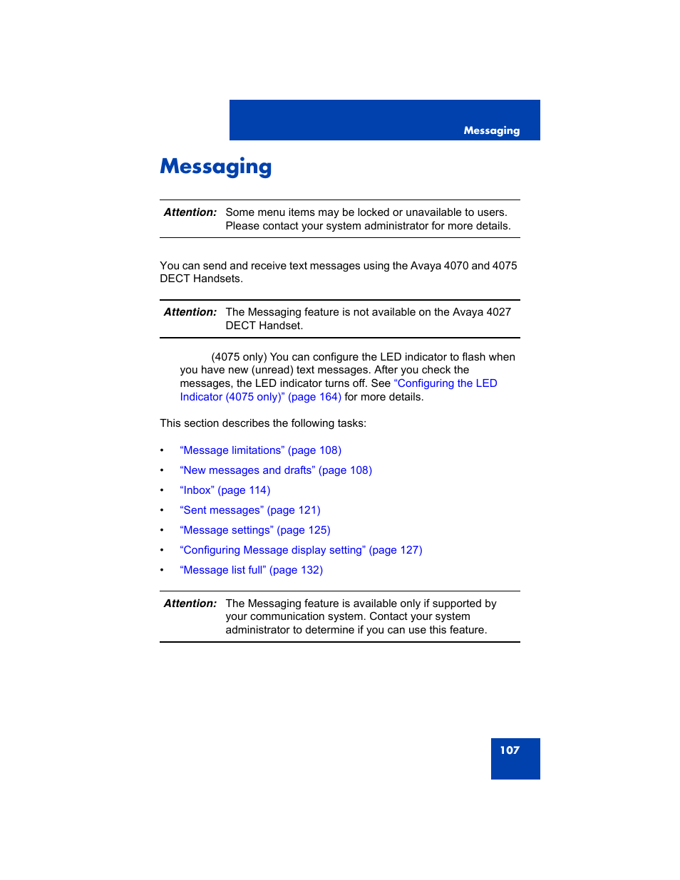 Messaging | Avaya 4075 User Manual | Page 107 / 252