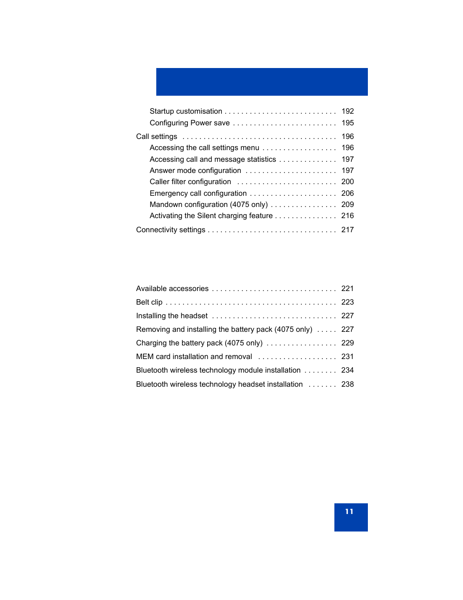 Avaya 4075 User Manual | Page 11 / 252