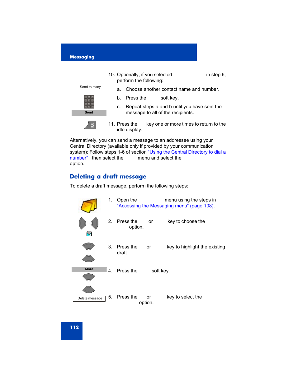 Deleting a draft message | Avaya 4075 User Manual | Page 112 / 252