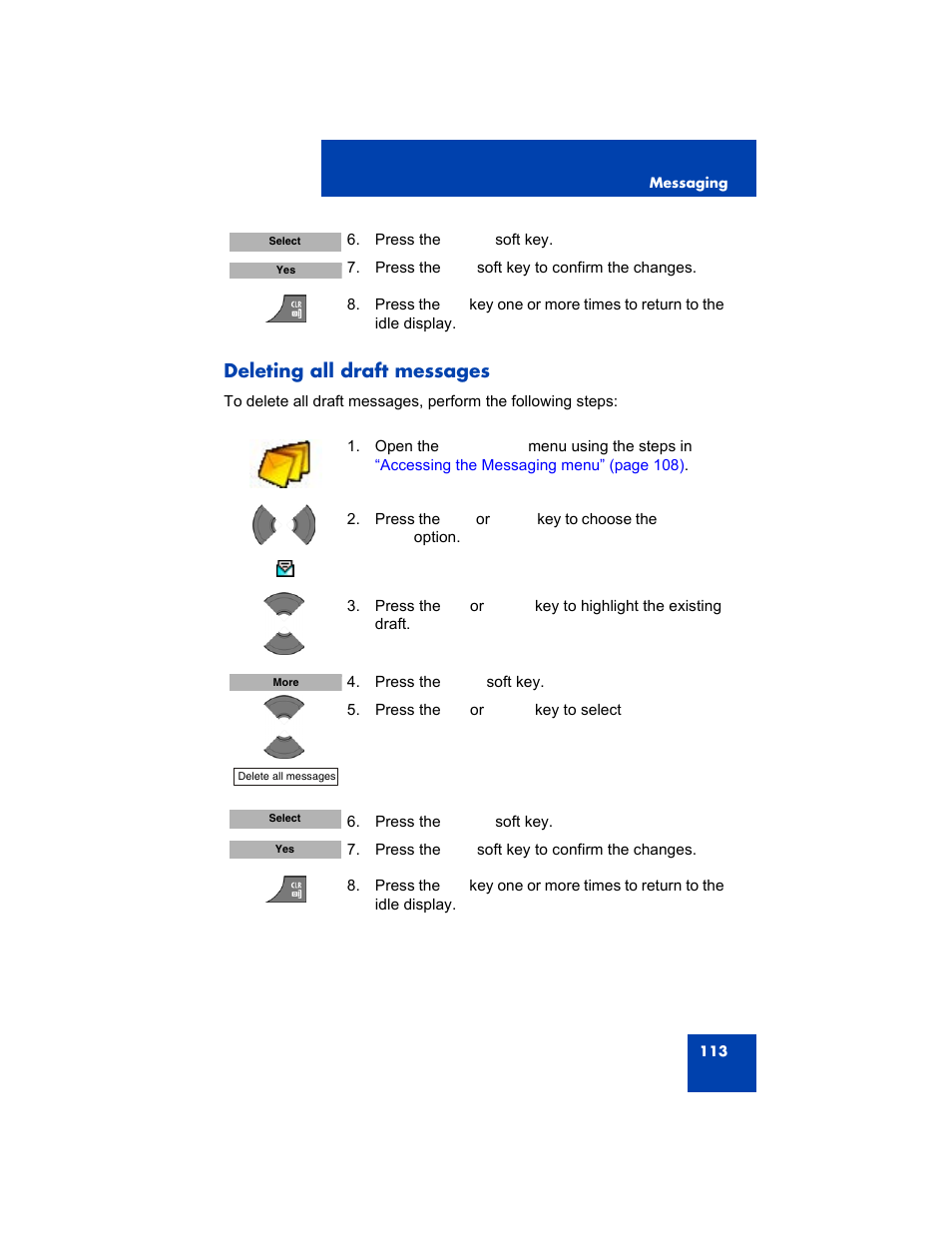 Deleting all draft messages | Avaya 4075 User Manual | Page 113 / 252