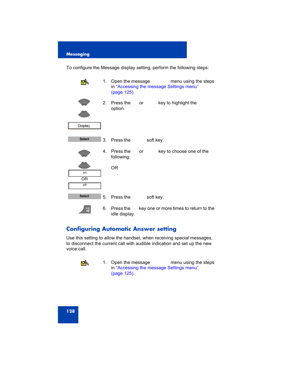 Configuring automatic answer setting | Avaya 4075 User Manual | Page 128 / 252