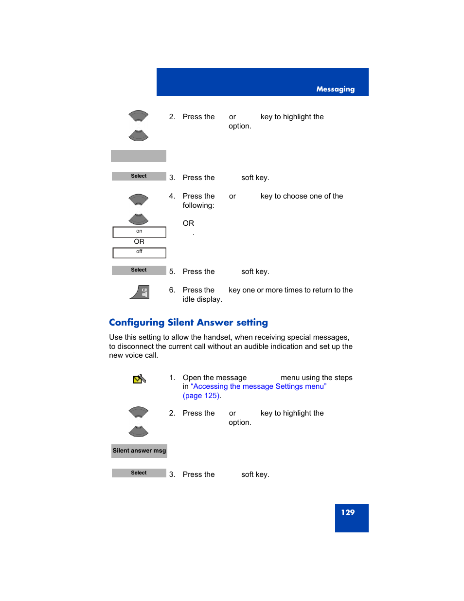 Configuring silent answer setting | Avaya 4075 User Manual | Page 129 / 252