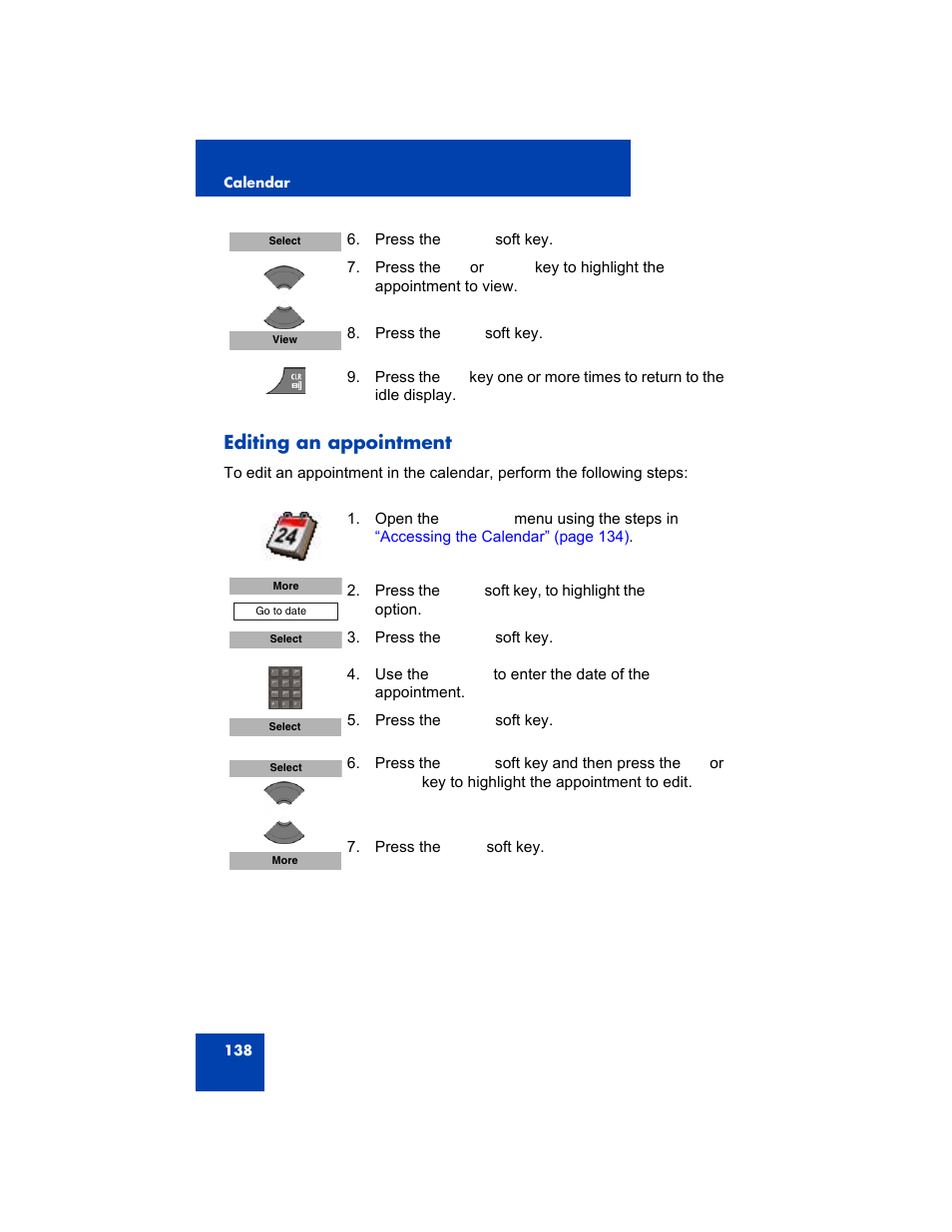 Editing an appointment | Avaya 4075 User Manual | Page 138 / 252