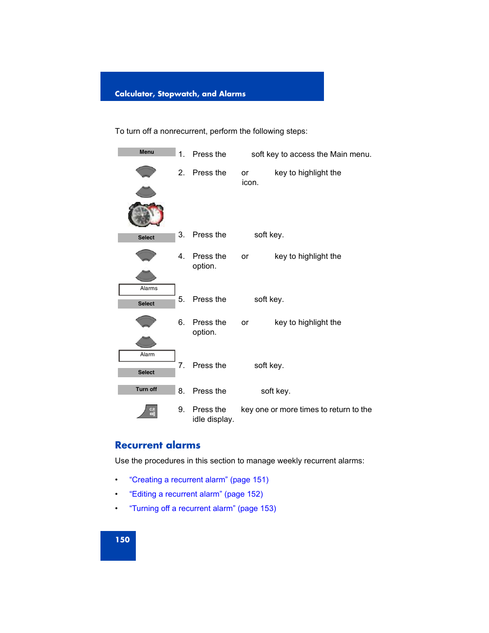 Recurrent alarms | Avaya 4075 User Manual | Page 150 / 252