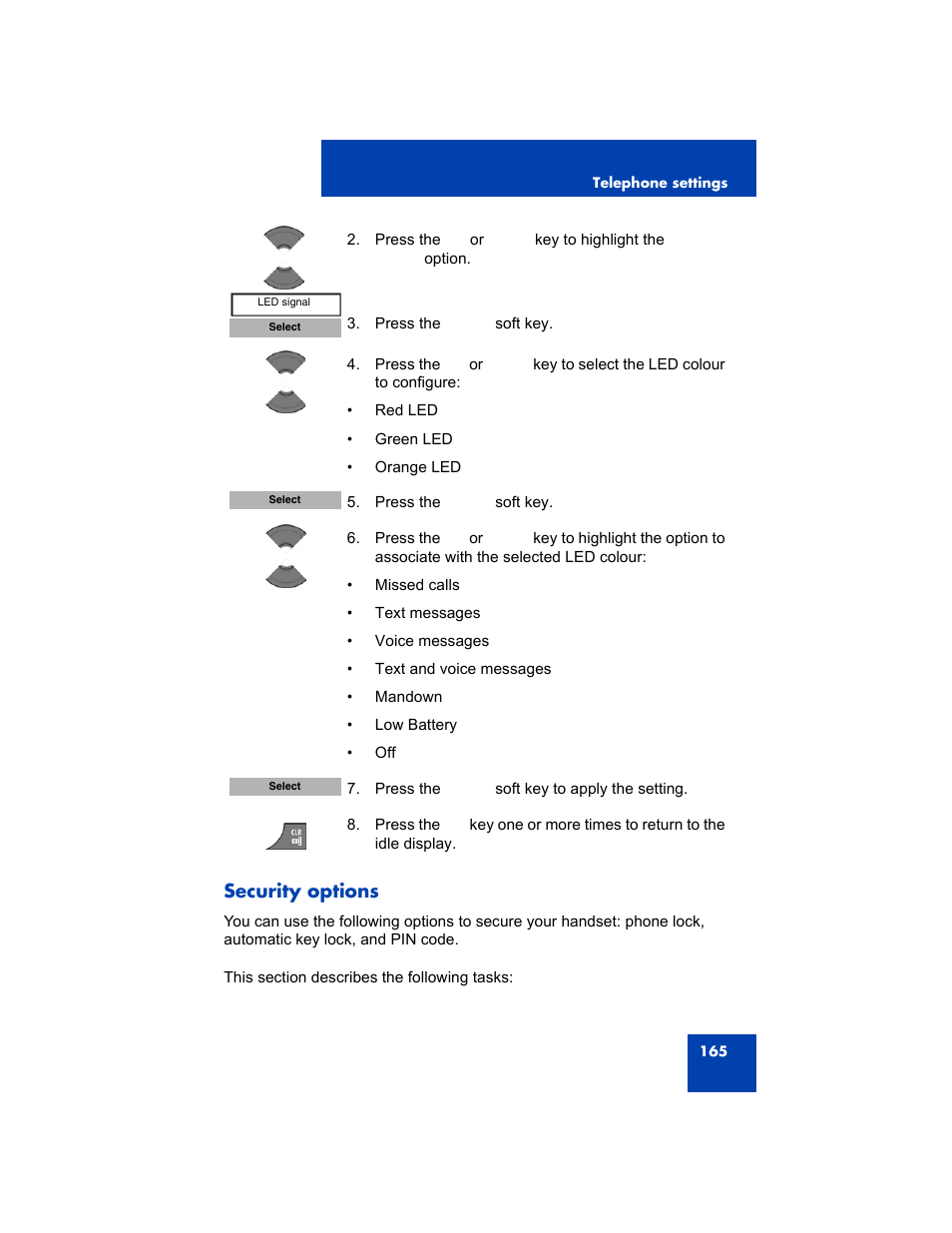 Security options | Avaya 4075 User Manual | Page 165 / 252