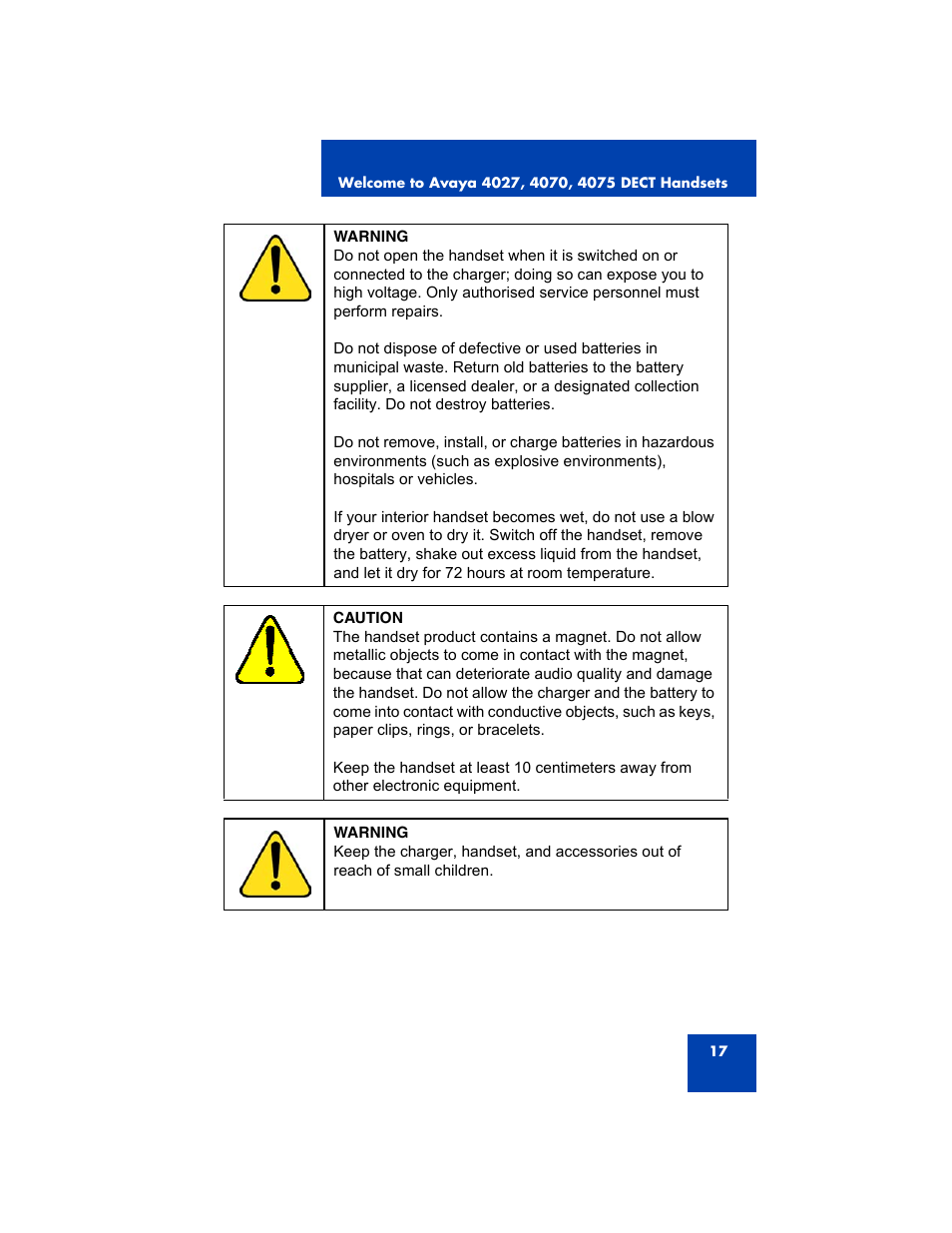 Avaya 4075 User Manual | Page 17 / 252