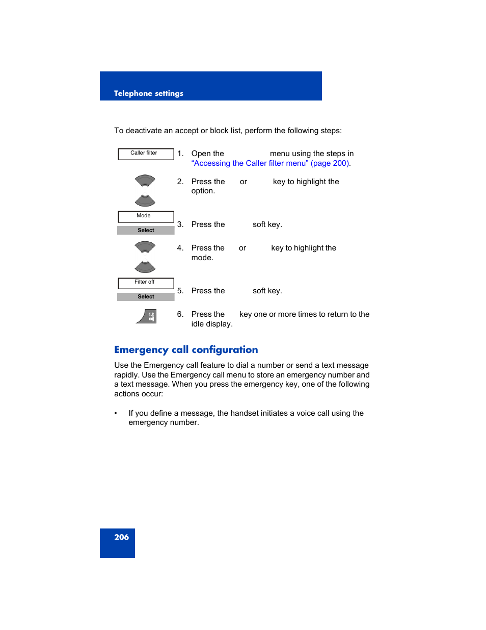 Emergency call configuration | Avaya 4075 User Manual | Page 206 / 252