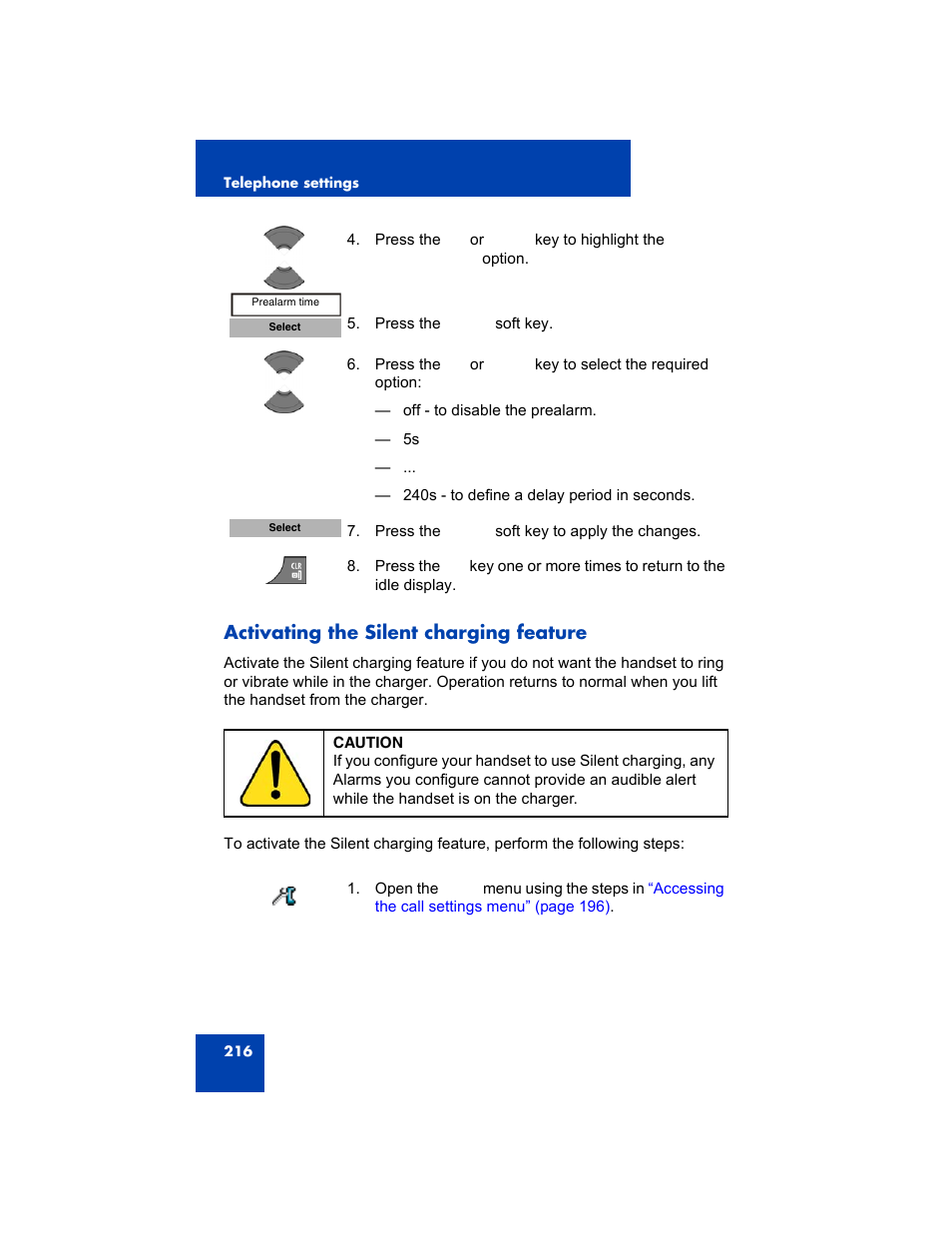 Activating the silent charging feature | Avaya 4075 User Manual | Page 216 / 252