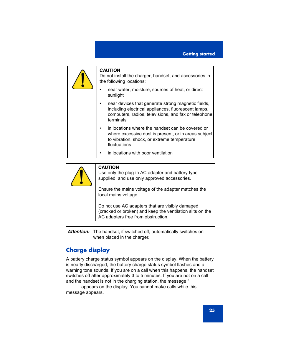 Charge display | Avaya 4075 User Manual | Page 25 / 252