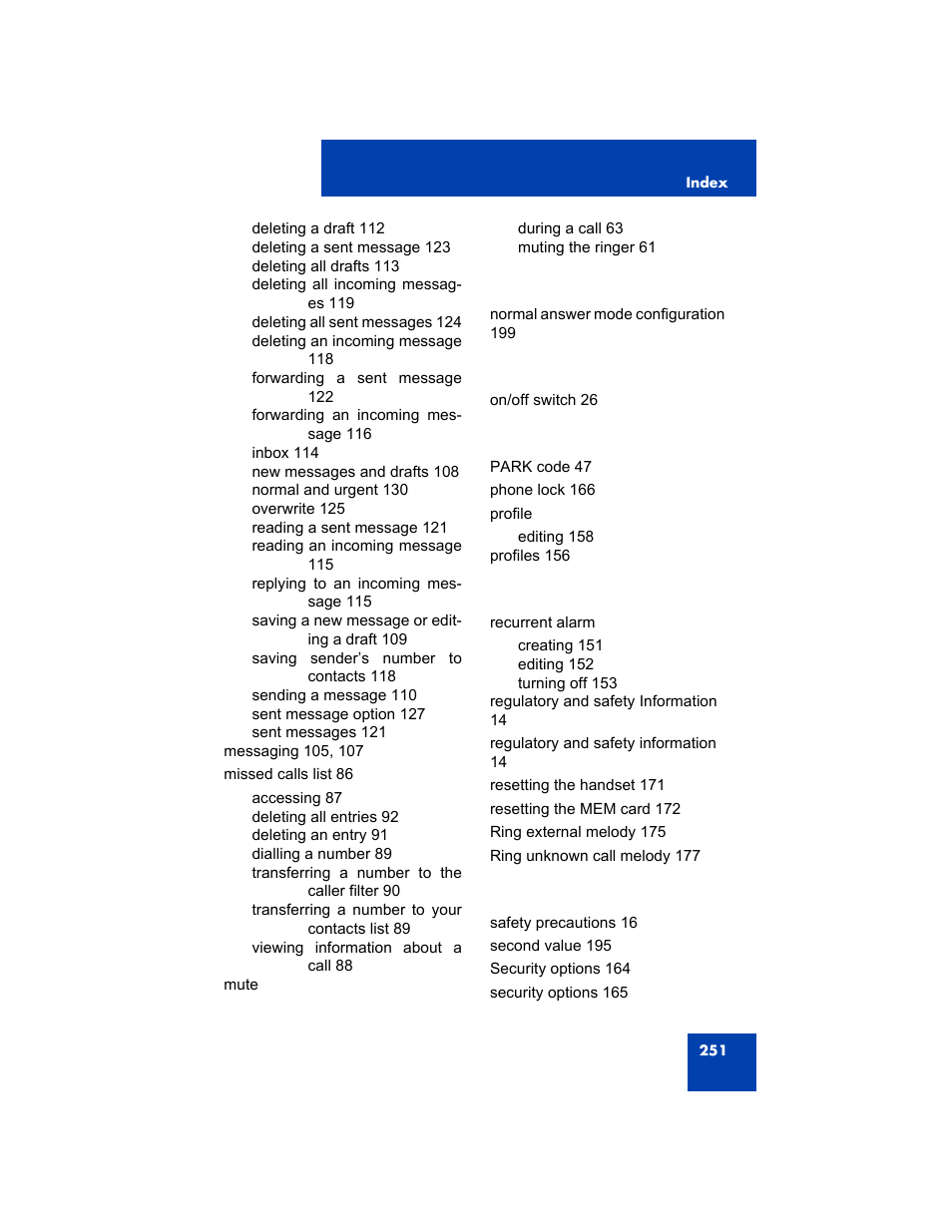 Avaya 4075 User Manual | Page 251 / 252