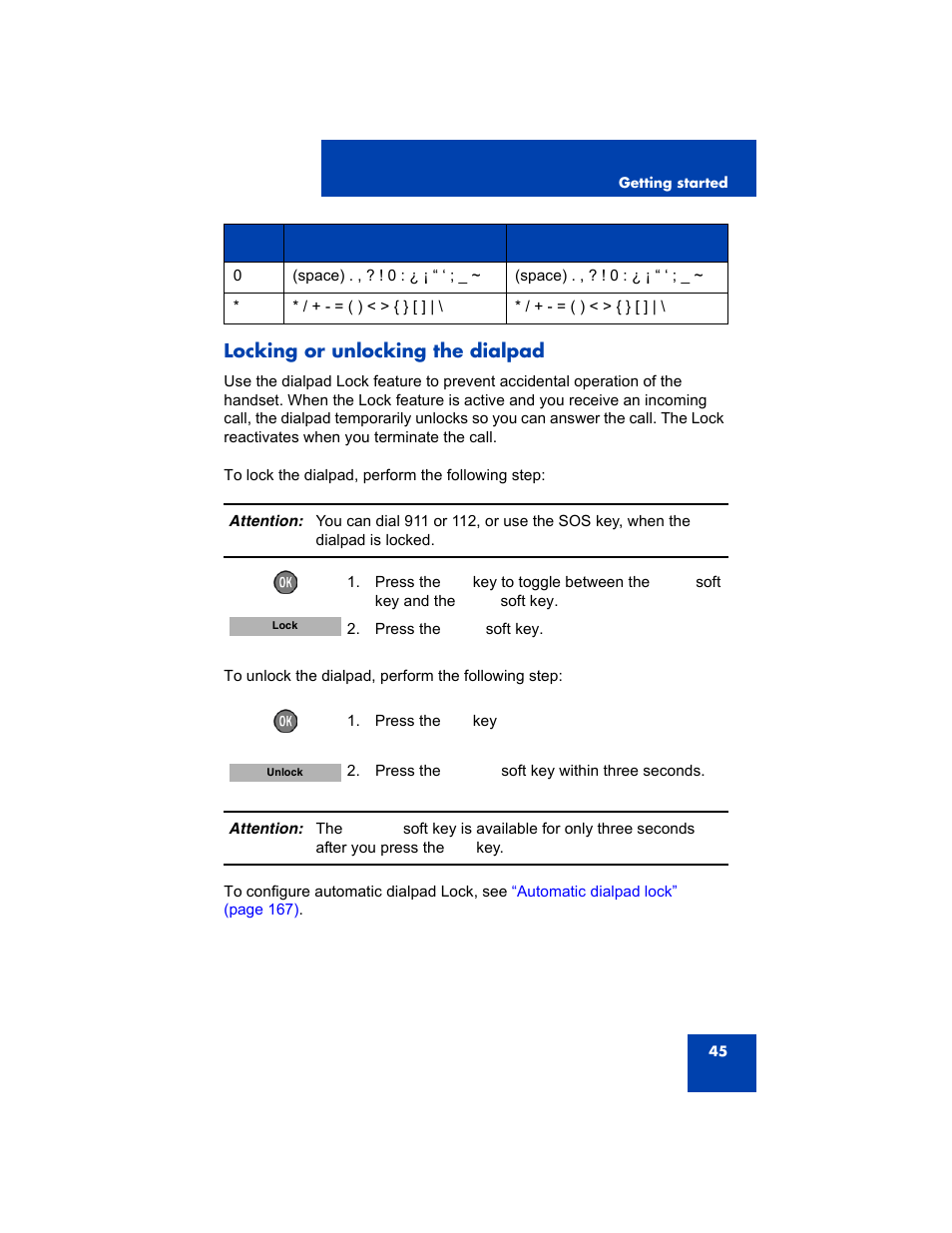 Locking or unlocking the dialpad | Avaya 4075 User Manual | Page 45 / 252