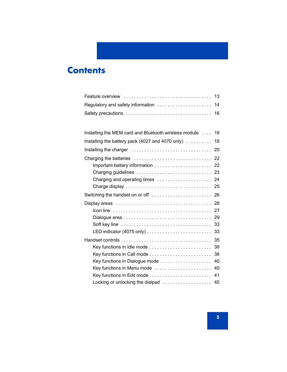 Avaya 4075 User Manual | Page 5 / 252