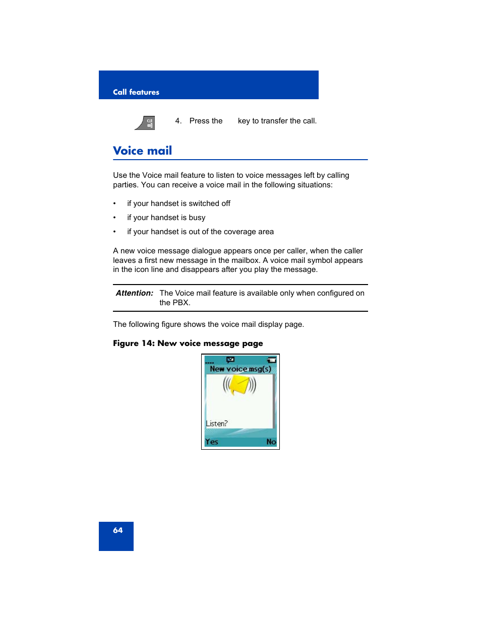 Voice mail | Avaya 4075 User Manual | Page 64 / 252