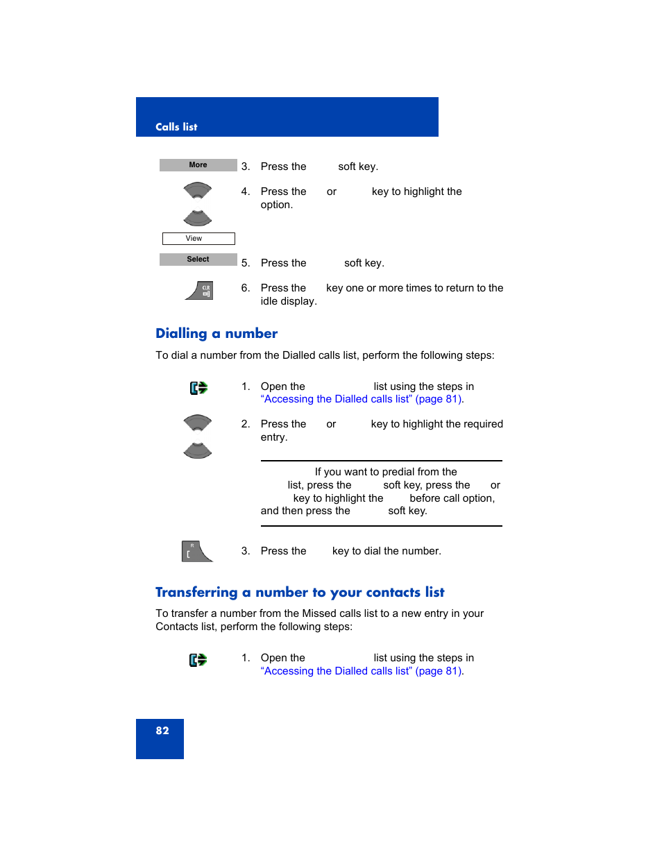 Dialling a number, Transferring a number to your contacts list | Avaya 4075 User Manual | Page 82 / 252