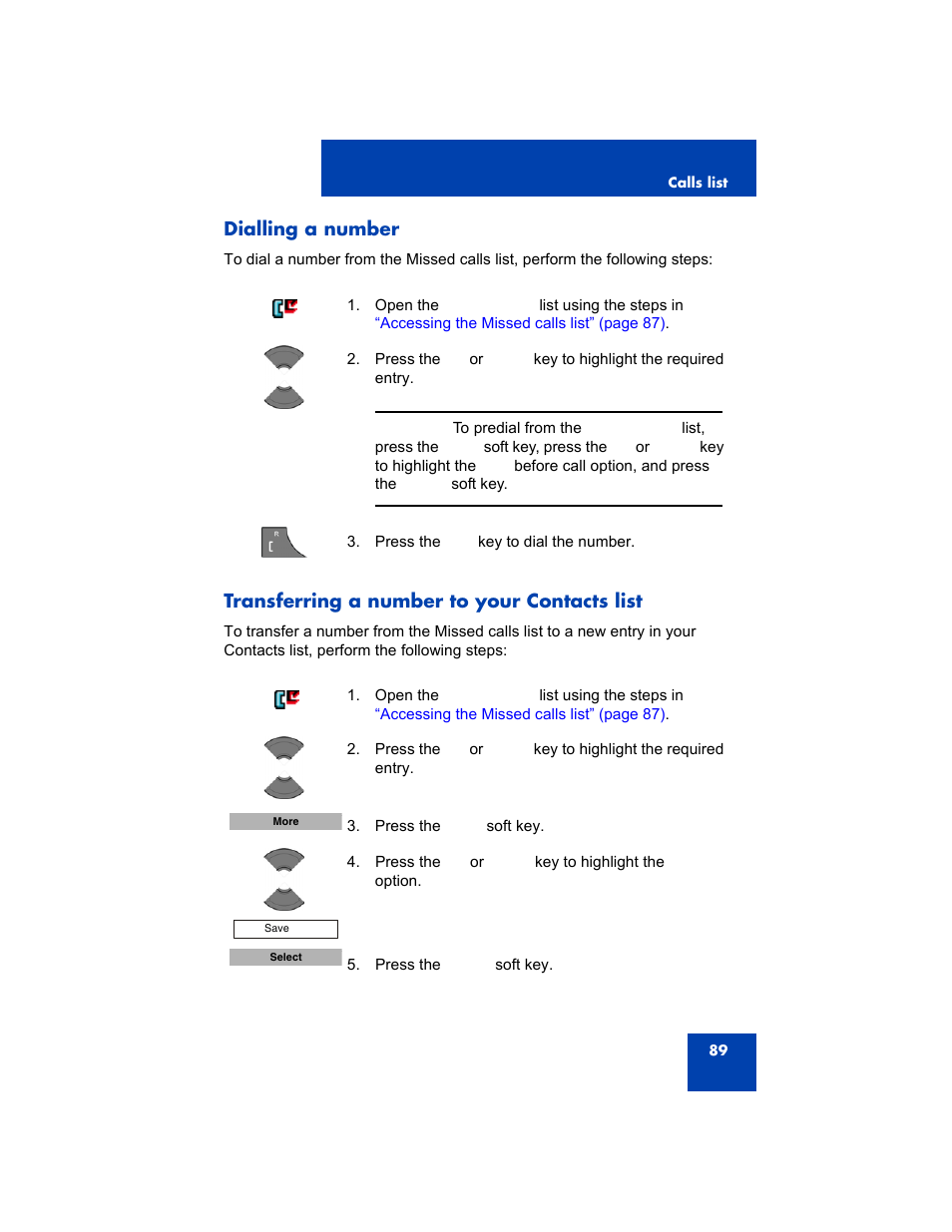 Dialling a number, Transferring a number to your contacts list | Avaya 4075 User Manual | Page 89 / 252