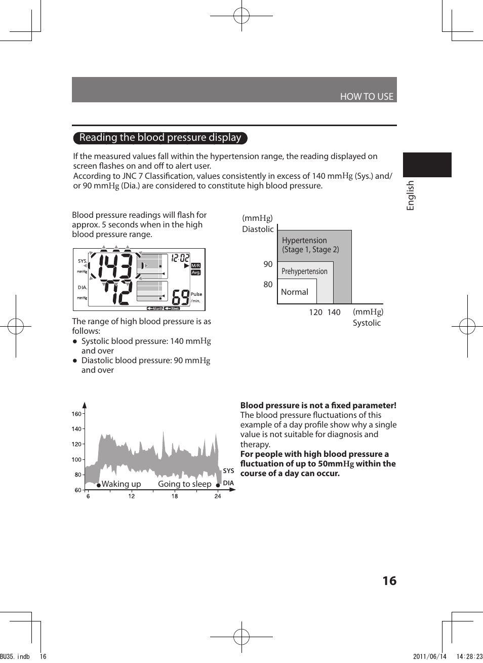 Reading the blood pressure display | Panasonic EW-BU35W User Manual | Page 17 / 28
