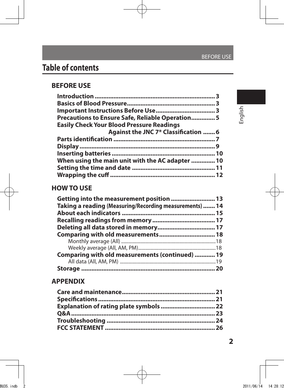 Panasonic EW-BU35W User Manual | Page 3 / 28