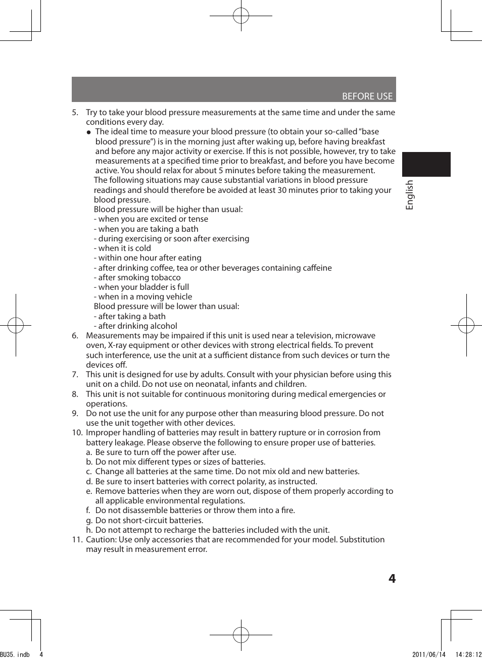 Panasonic EW-BU35W User Manual | Page 5 / 28